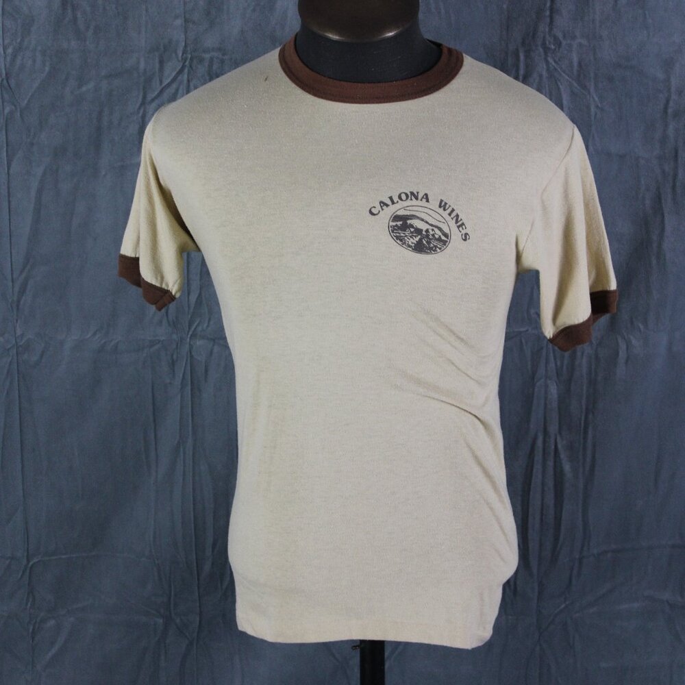 Vintage Graphic T-shirt - Calona Wines Ringer Tee - Men's Medium